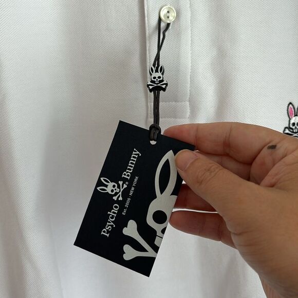 Psycho Bunny Men short sleeve logo white polo work casual designer size 4XL NWT - Picture 5 of 8